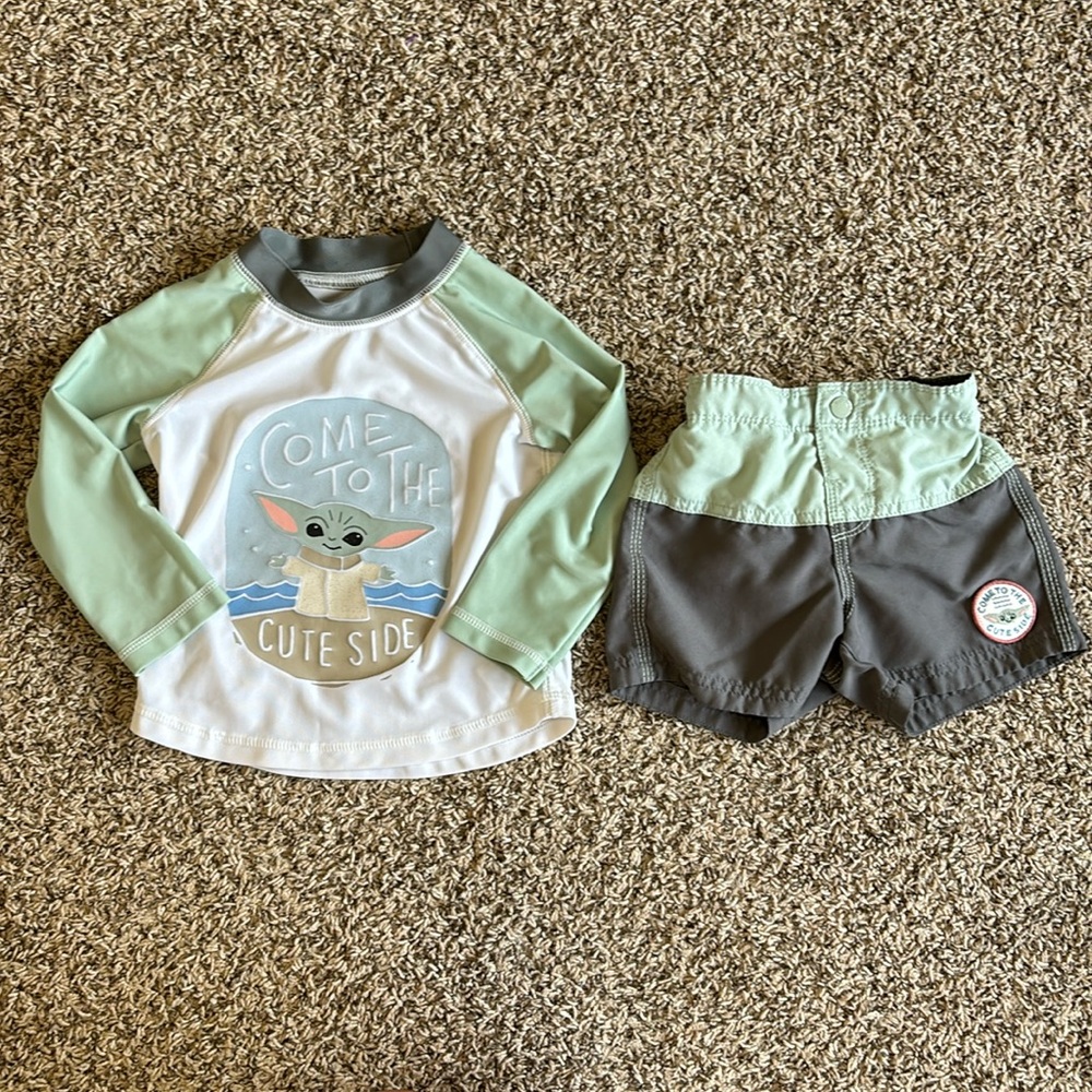 GAP Kids Swim Rashguard Set - White, Gray, Green